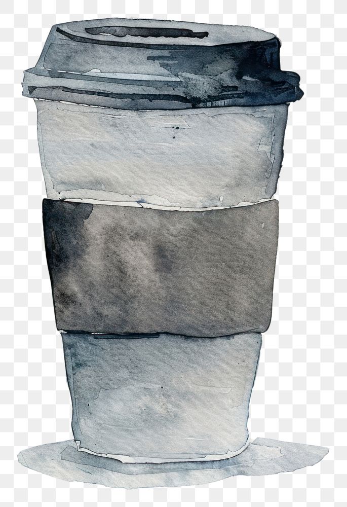 PNG Monochromatic paper coffee cup drawing sketch art.