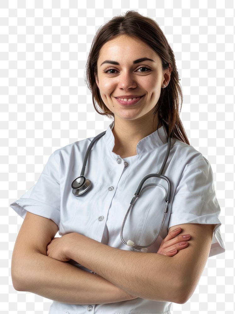 PNG Nurse woman adult smile white background.