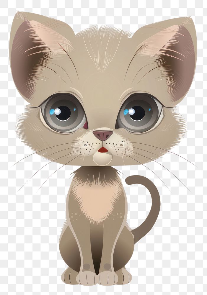 PNG Cartoon of kitten mammal animal cute.