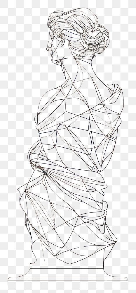 PNG Hand drawn of statue drawing sketch art