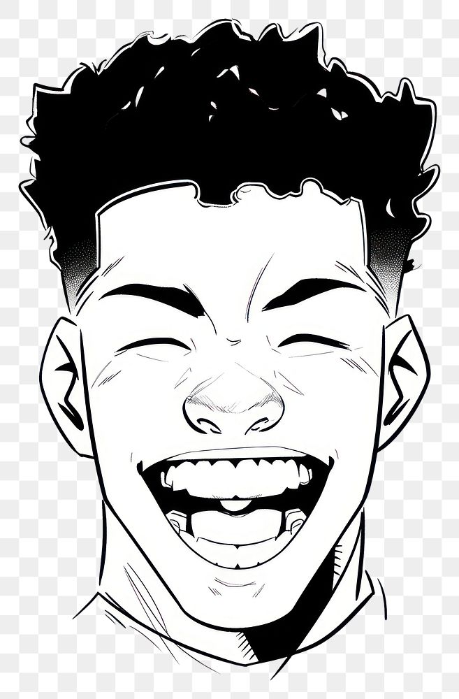 PNG Outline sketching illustration of a big smile african boy drawing cartoon illustrated.