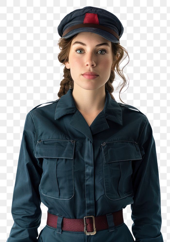 PNG Common woman wearing random career uniforms portrait military jacket.