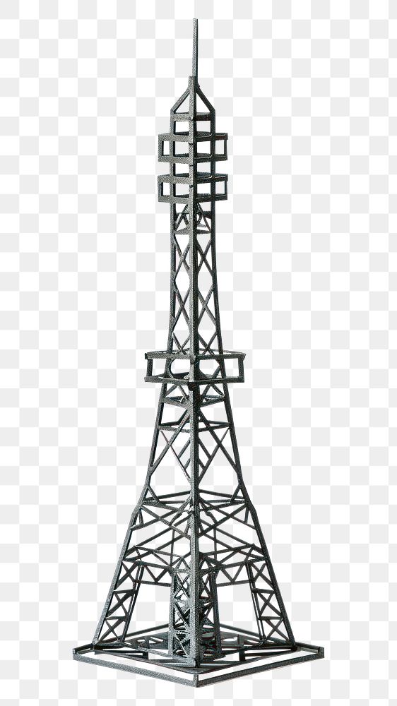 PNG Cutout of a metallic telecom tower architecture building white background. 