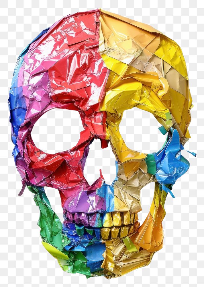 PNG Skull made from polyethylene art white background celebration.