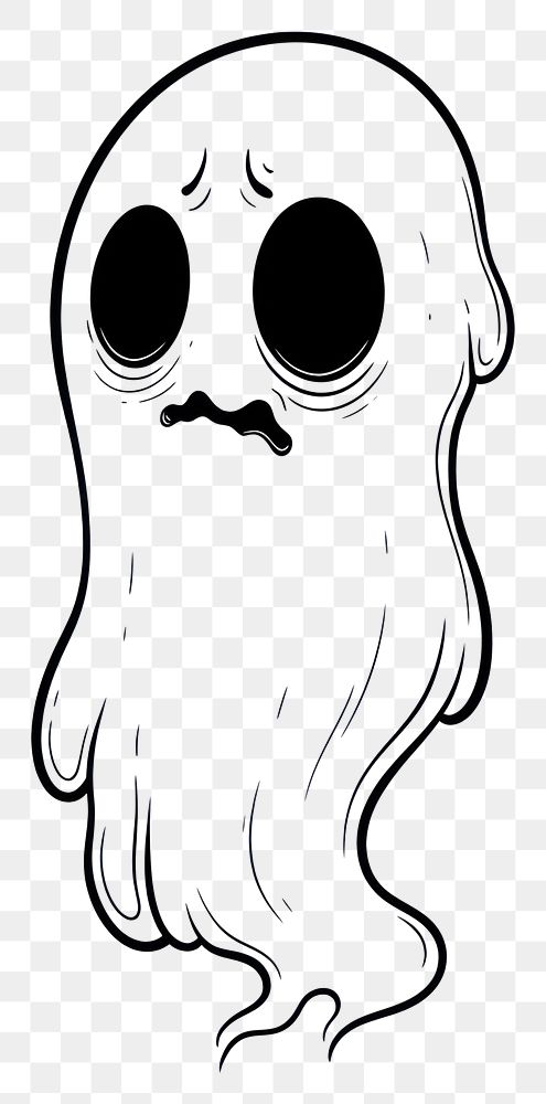 PNG Illustration of a minimal simple ghost sketch cartoon drawing.