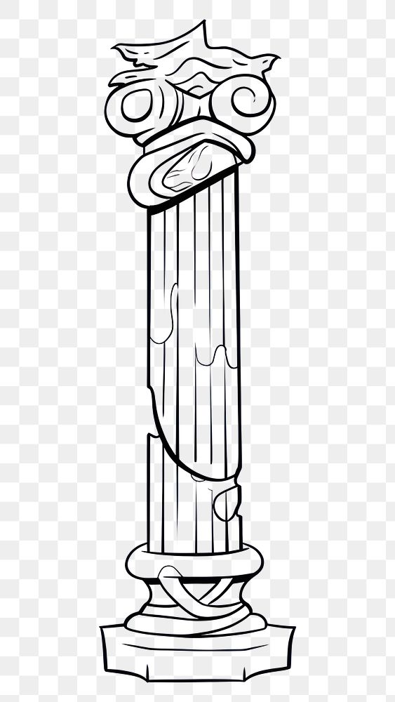 PNG Illustration of a minimal simple power pillar architecture cartoon sketch.