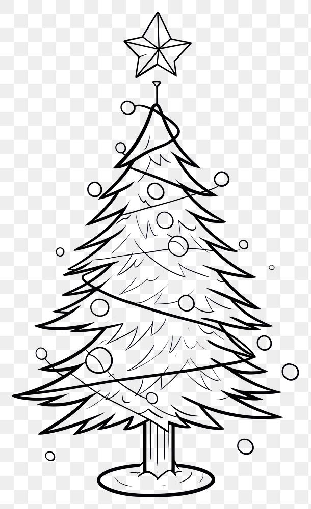 PNG Illustration of a minimal simple festive christmas tree cartoon sketch white.
