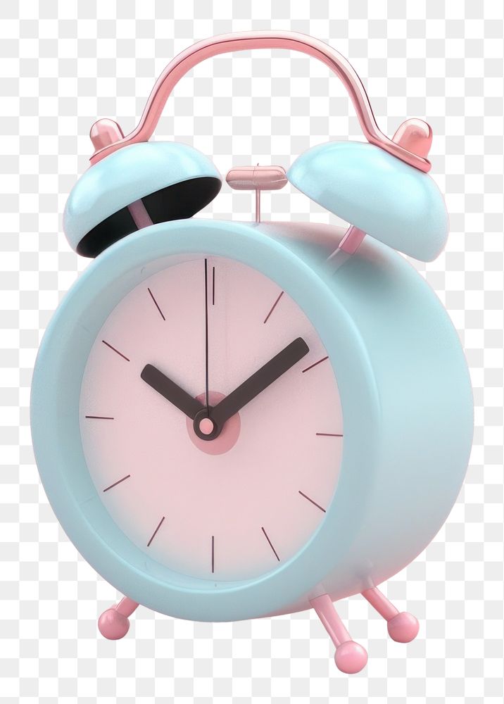 PNG 3d cartoon rendering alarm clock icon.