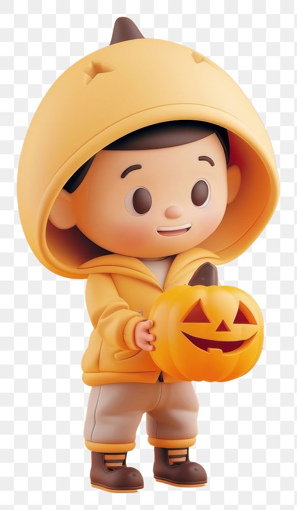PNG Kid holding halloween pumpkin cartoon person human.