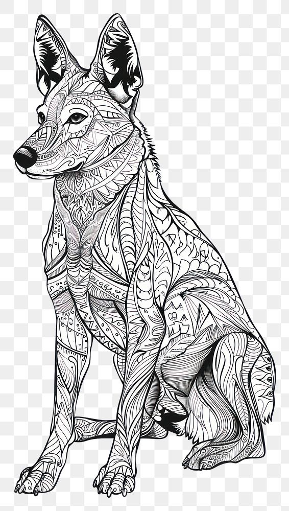 PNG  Wild Dog illustrated drawing person.