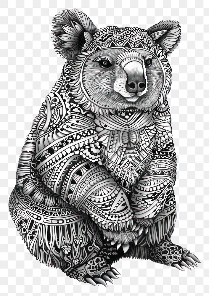 PNG  Wombat illustrated wildlife drawing.