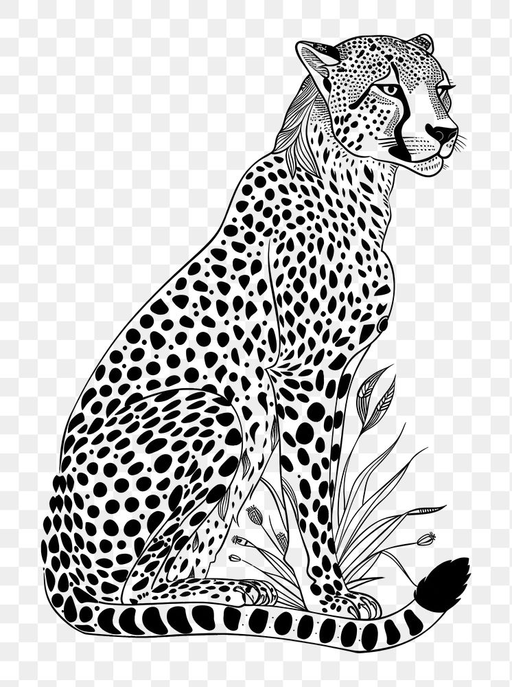 PNG  Cheetah cheetah illustrated wildlife.