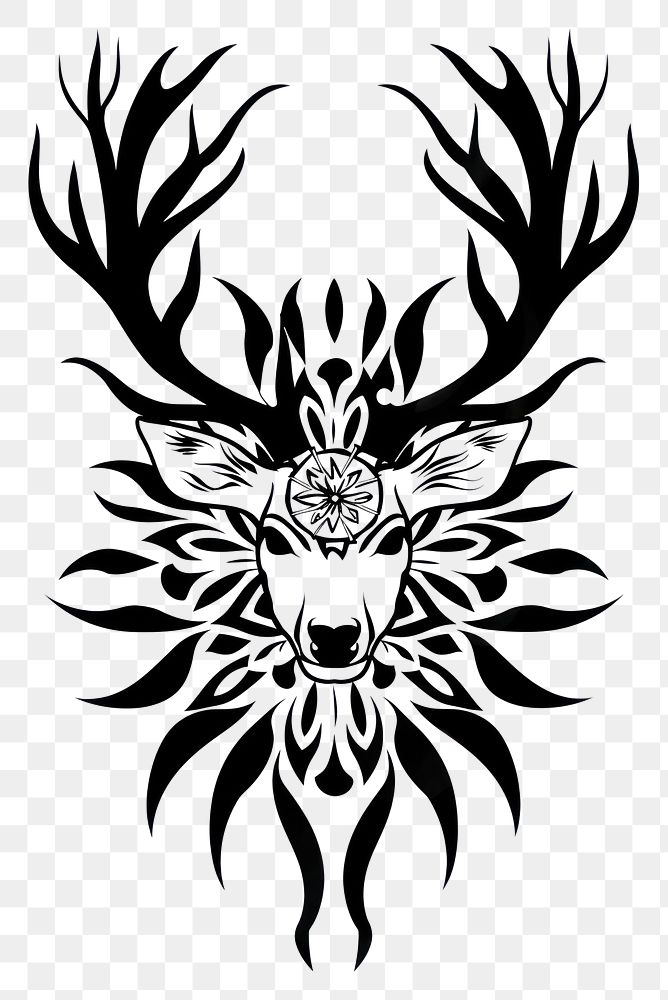 PNG  Deer stencil emblem symbol.