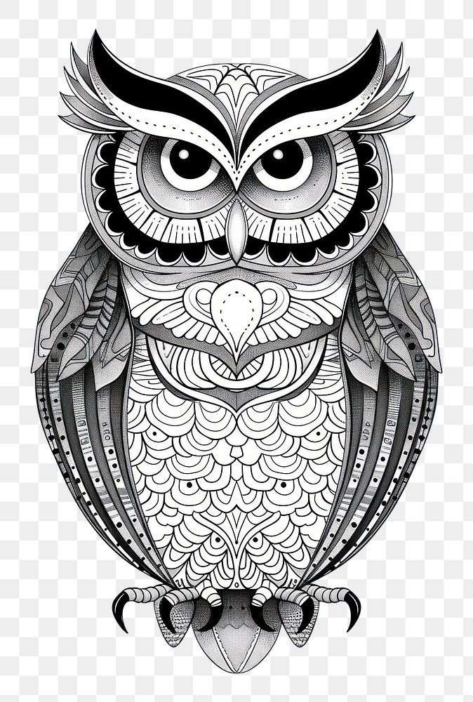 PNG  Owl illustrated drawing sketch.