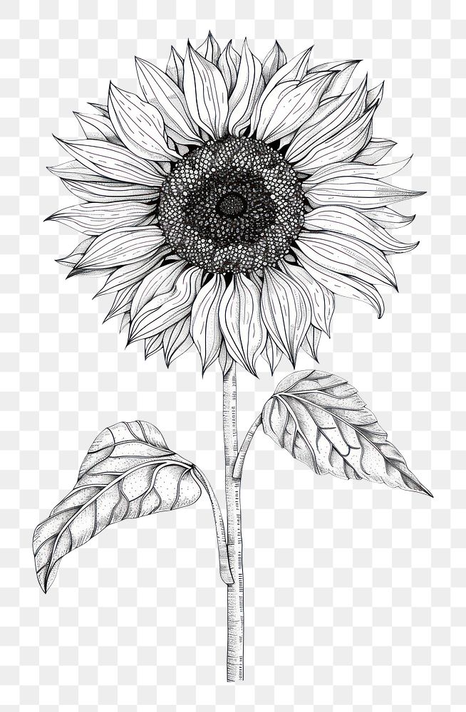 PNG  Sunflower illustrated drawing blossom.