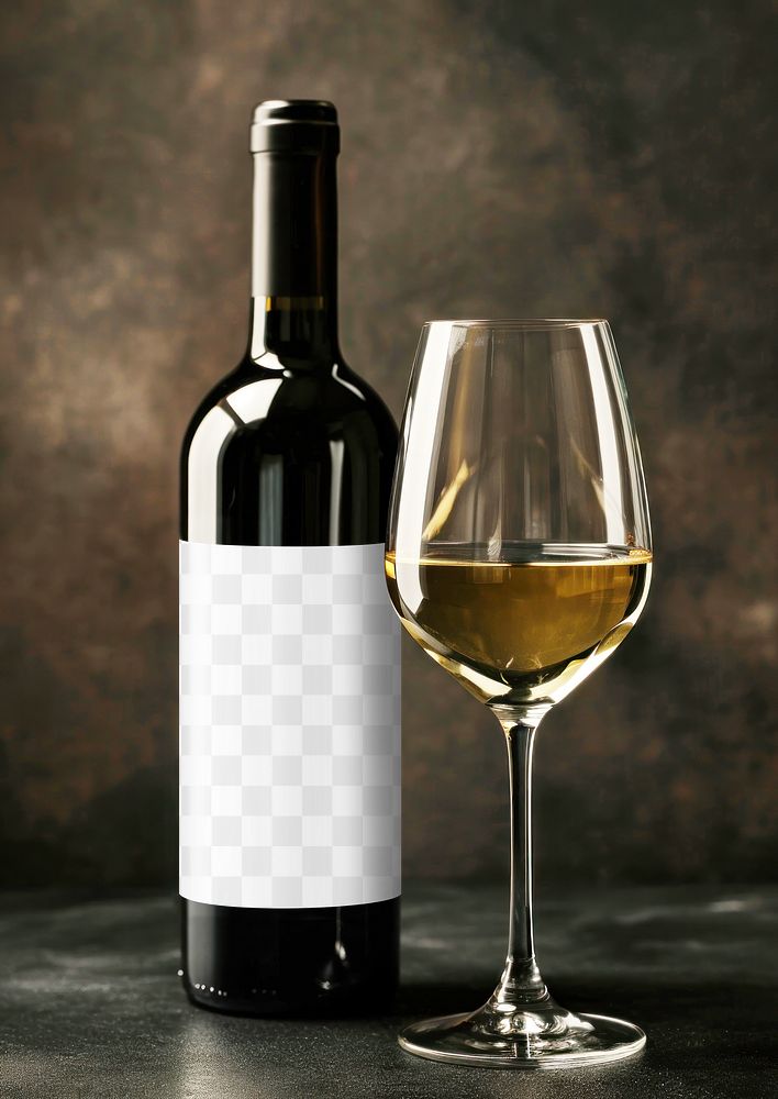 PNG wine bottle label mockup, transparent design