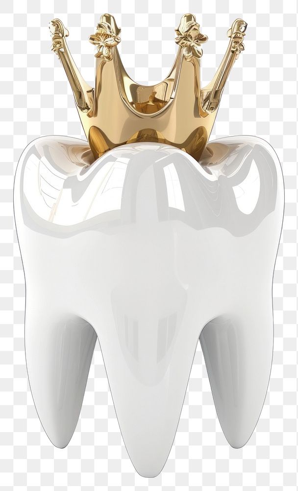 PNG Gold crown on white tooth white background accessories toothbrush.