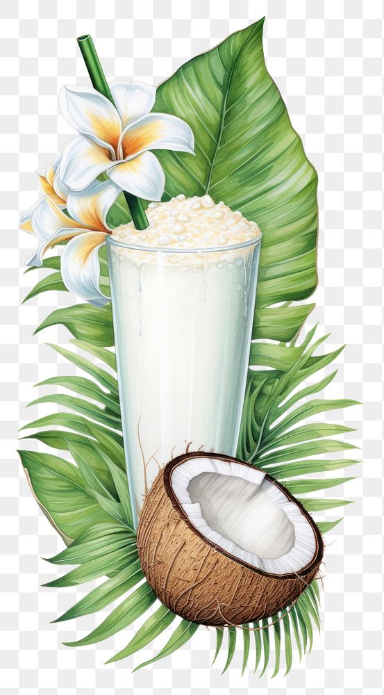 PNG Coconut smoothie beverage produce fruit.