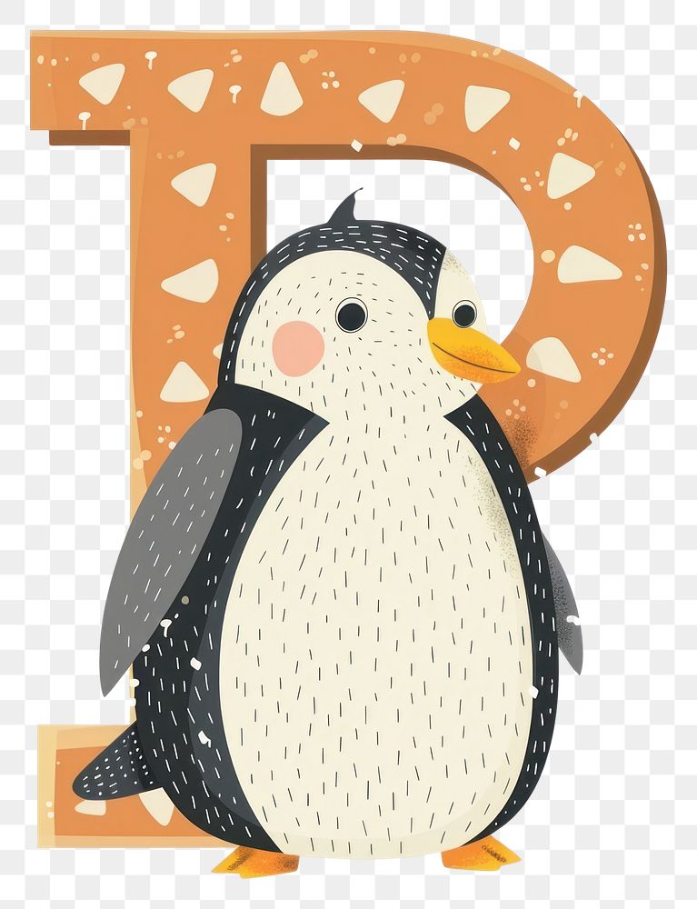 PNG Letter P with penguin animal bird outdoors.