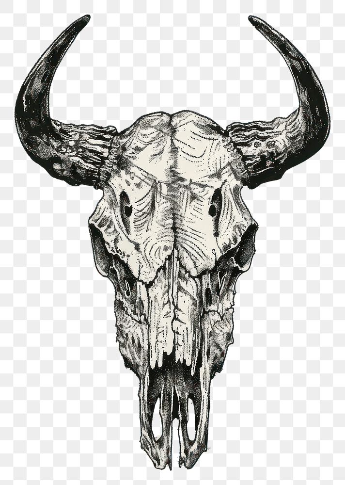 PNG Buffalo skull art drawing animal.