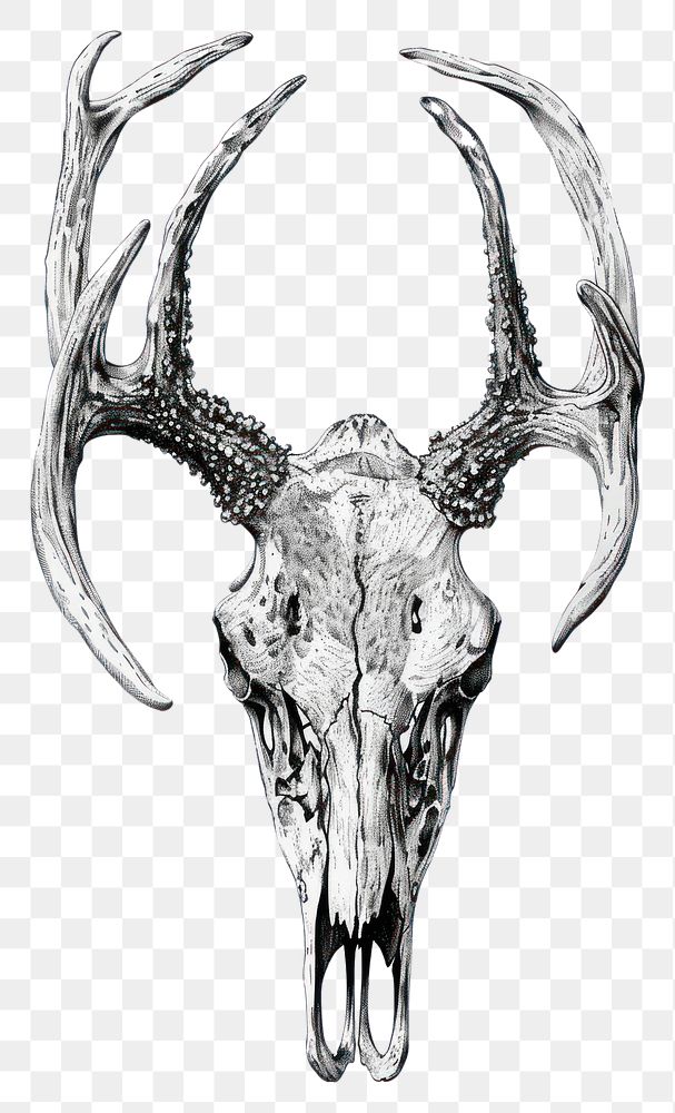 PNG Deer skull art drawing antler.