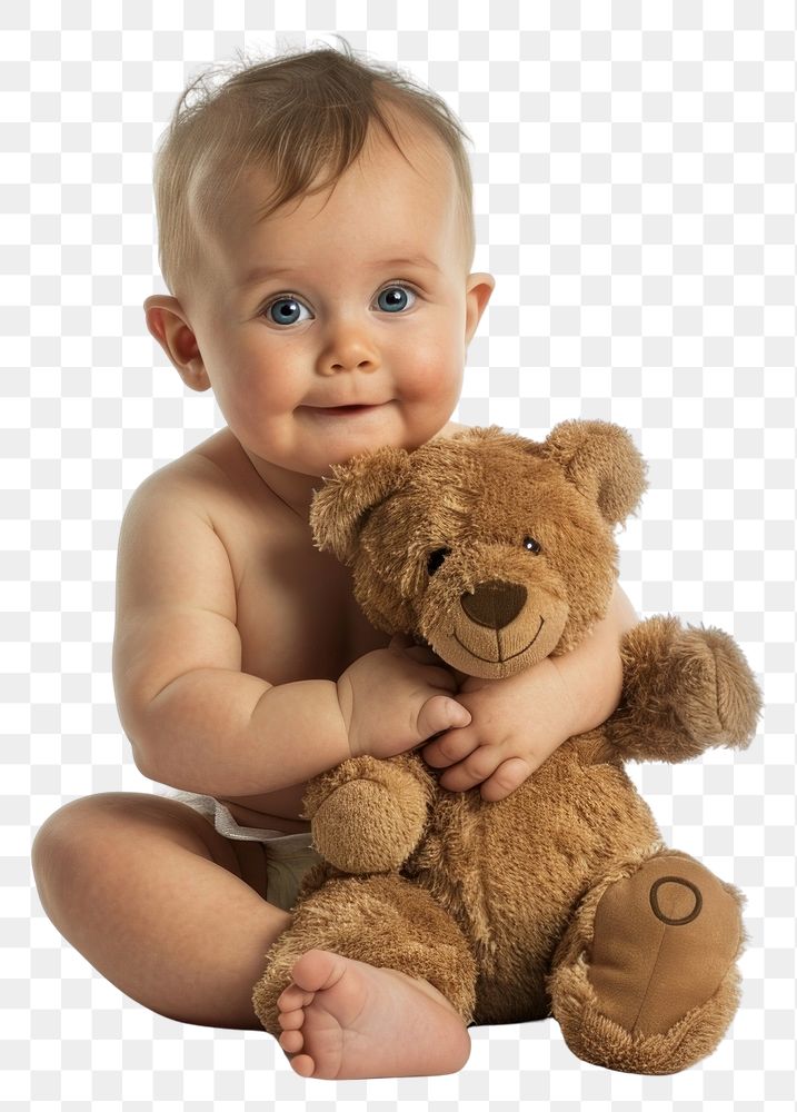 PNG Photo of baby photography teddy bear portrait.