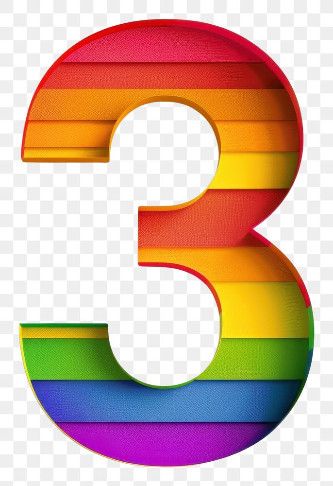 PNG Rainbow with number 3 letterbox mailbox symbol.