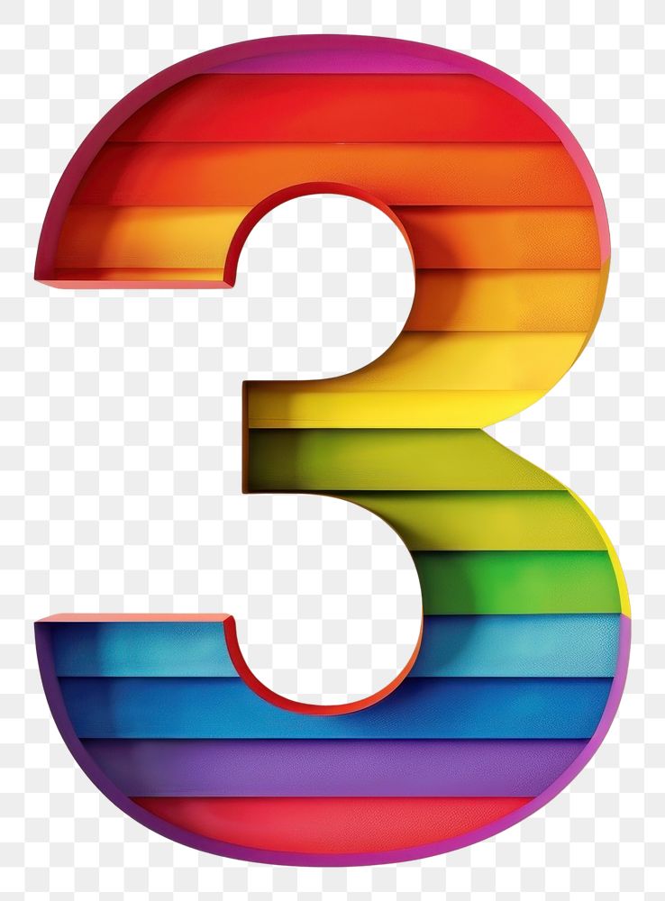 PNG Rainbow with number 3 letterbox mailbox symbol.