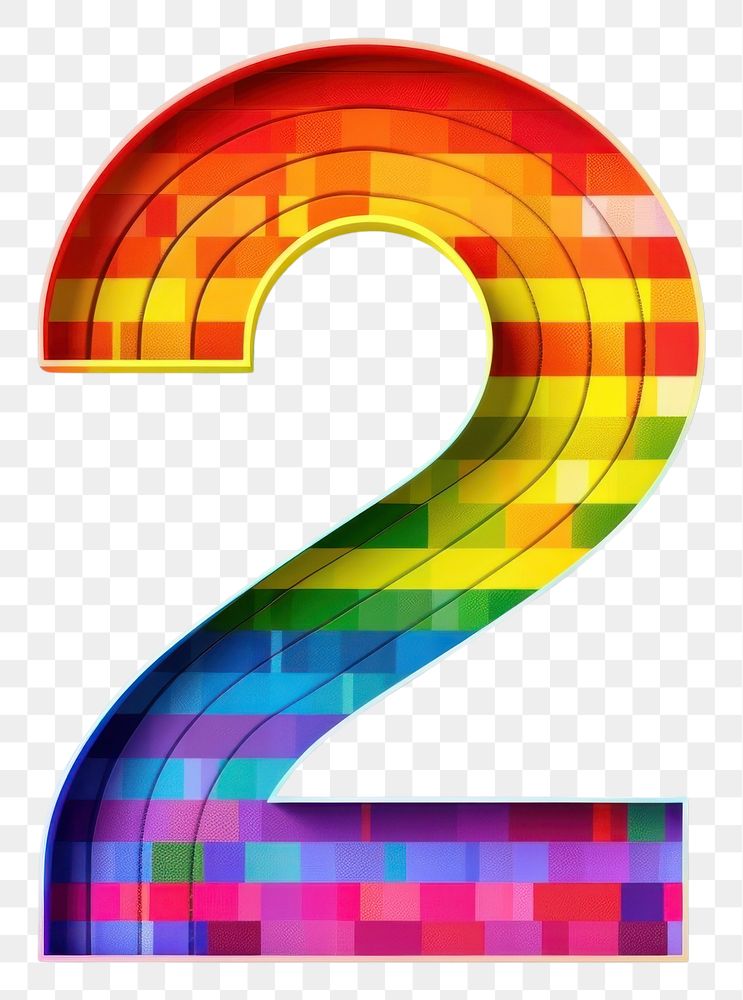 PNG Rainbow with number 2 symbol text disk.