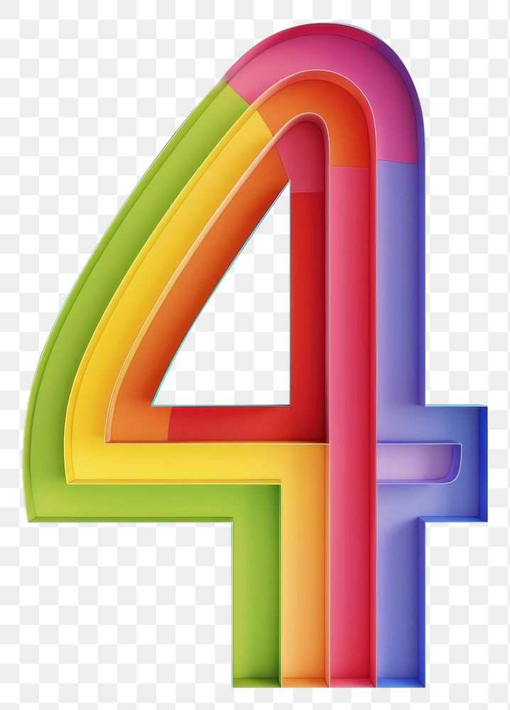 PNG Rainbow with number 4 symbol logo text.