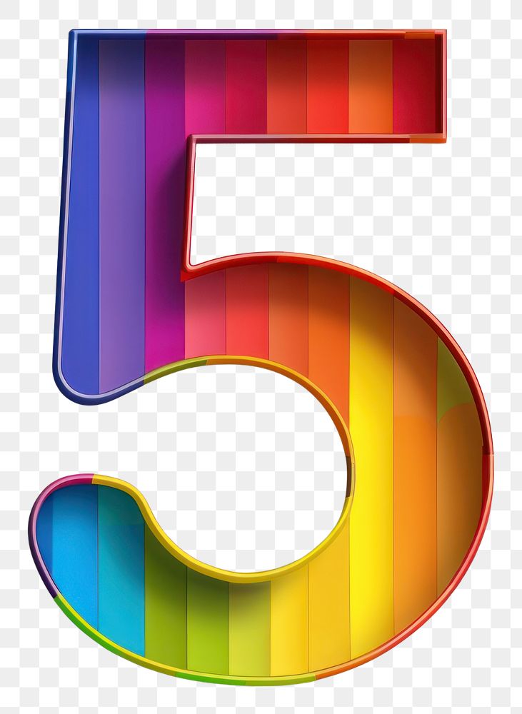 PNG Rainbow with number 5 symbol logo text.