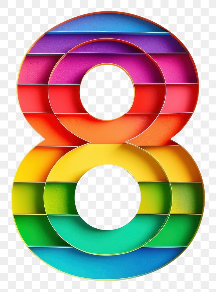 PNG Rainbow with number 8 symbol text disk
