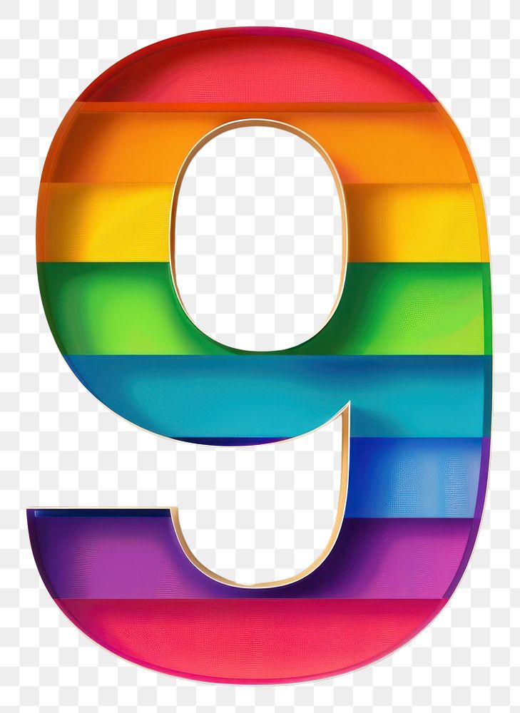 PNG Rainbow with number 9 symbol text logo.