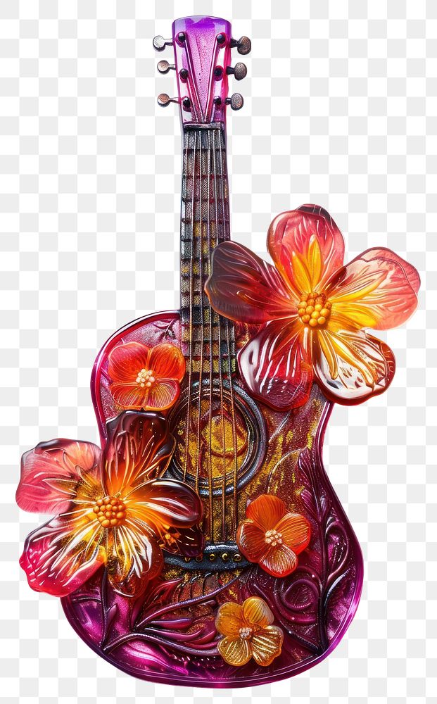 PNG Guitar guitar flower white background.