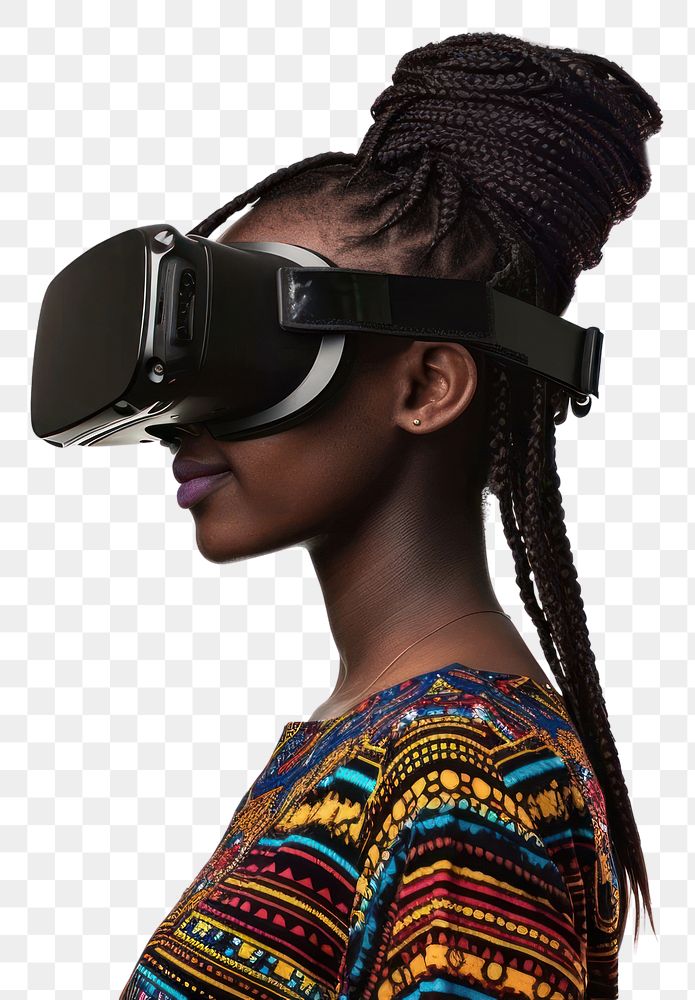PNG African girl wearing VR glasses portrait accessories photography.