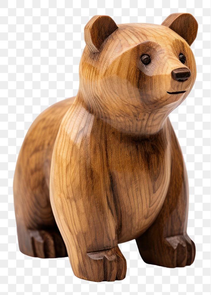 PNG Handcrafted wooden bear figurine mammal animal.