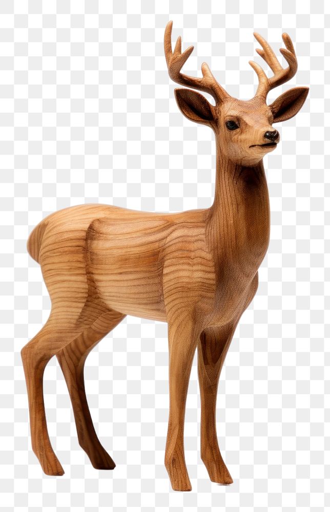 PNG Handcrafter wooden deer wildlife animal mammal.
