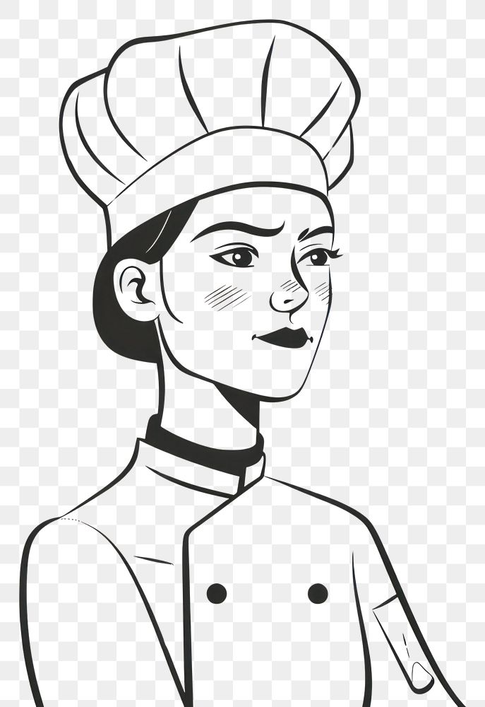 PNG Female chef crosshand art illustrated drawing.