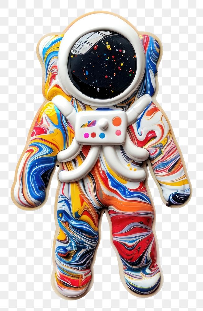 PNG  Acrylic pouring paint astronaut confectionery person sweets.