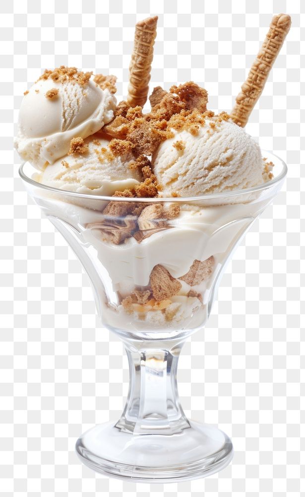 PNG Vanilla ice cream scoops served sundae dessert vanilla