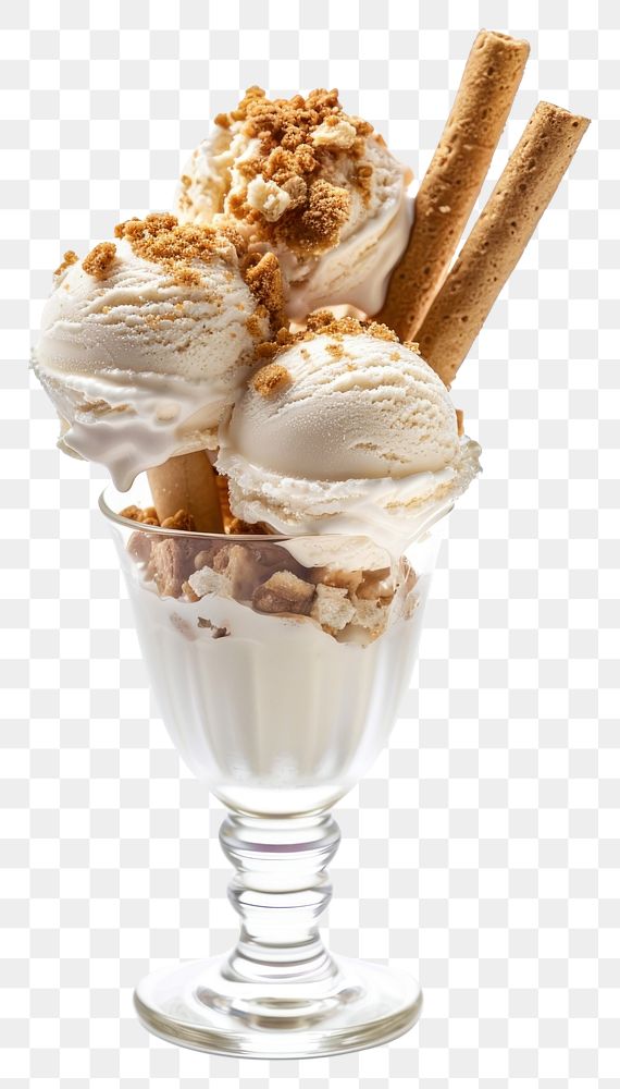 PNG Vanilla ice cream scoops served sundae dessert vanilla.