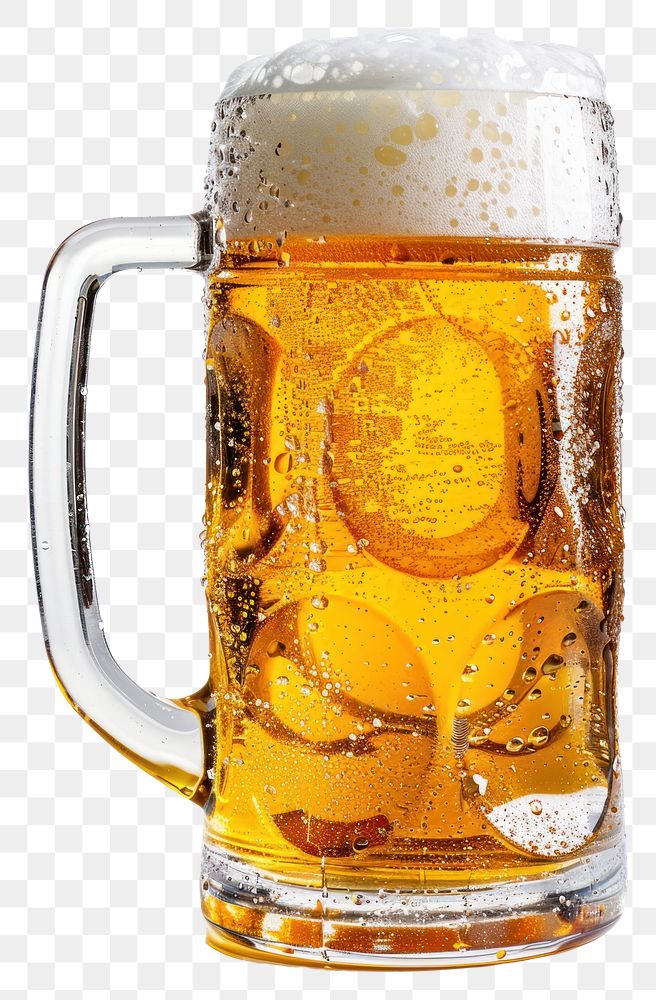 PNG Beer drink lager glass white background.