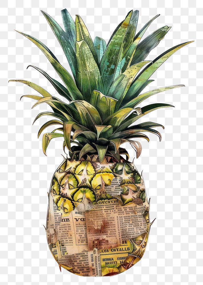 PNG Pineapple shape collage cutouts plant fruit food.