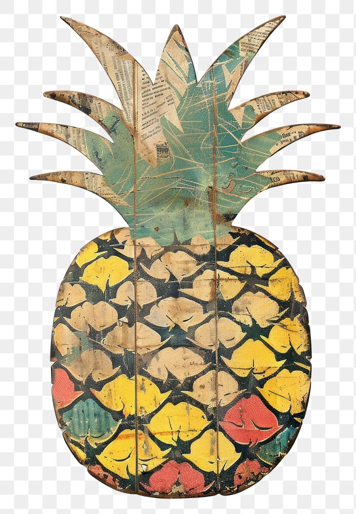 PNG Pineapple shape collage cutouts plant fruit white background.