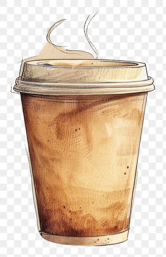 PNG Coffee in paper cup drawing illustrated beverage