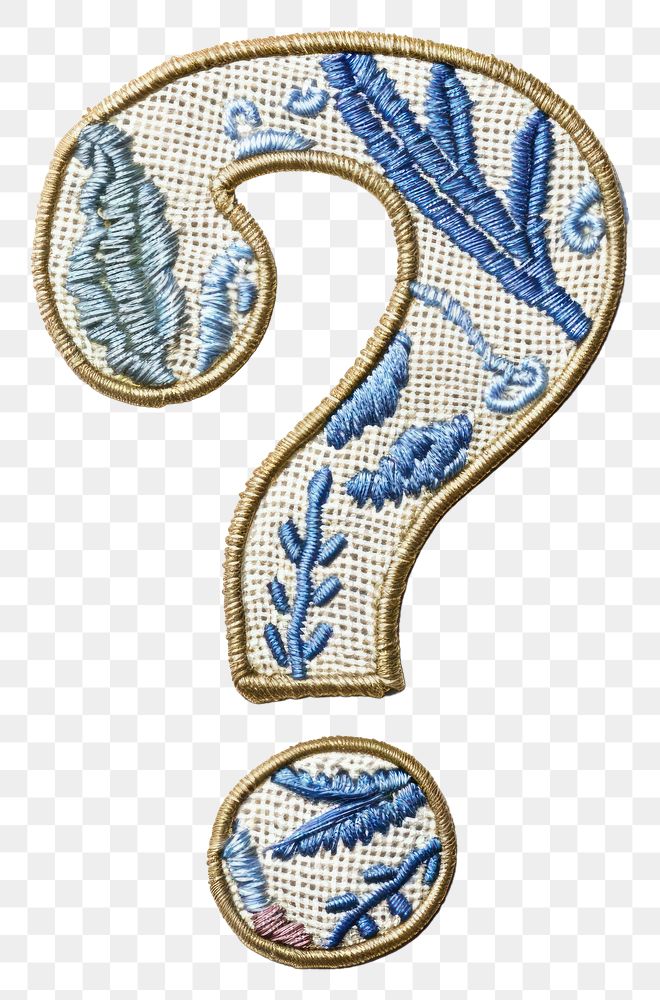 PNG Symbol of question mark embroidery pattern white background.
