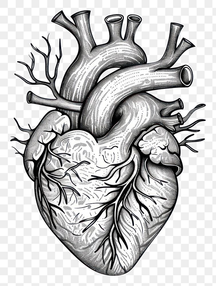 PNG Heart sketch illustrated drawing.