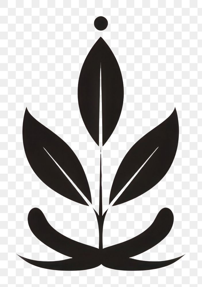 PNG Black minimalist anxiety logo design plant leaf pattern.