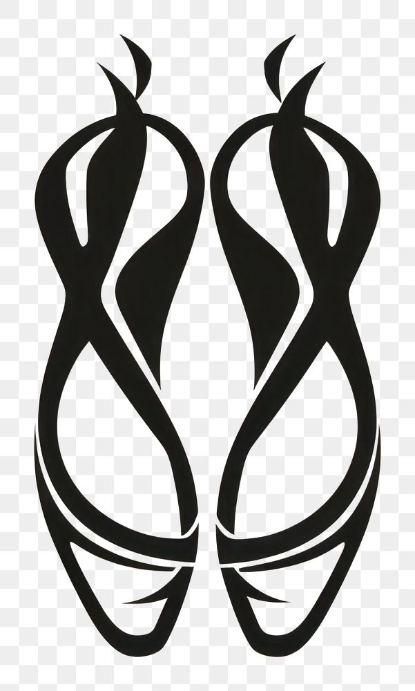 PNG Black minimalist ballet shoe logo design drawing calligraphy elegance.