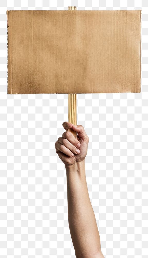PNG Hand holding protest sign letterbox lampshade mailbox.
